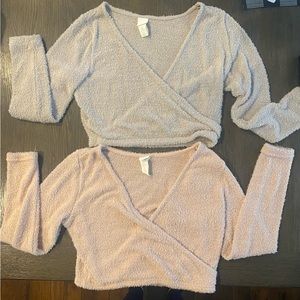 2 H&M ballet sweater wraps, size L, light pink and taupe